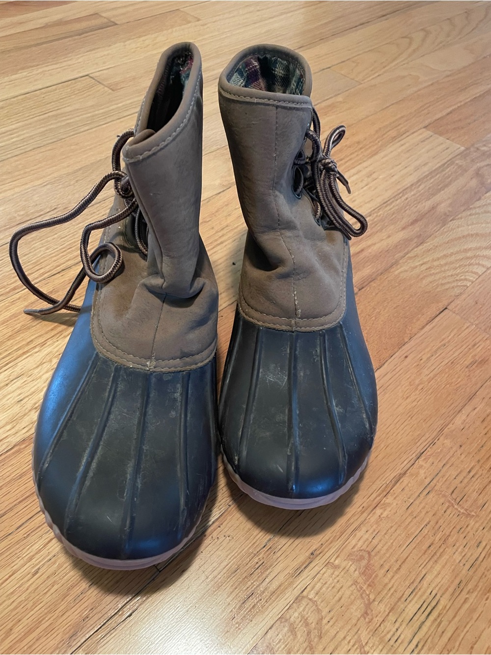 Women’s Waterproof Duck Boots in Brown and Black